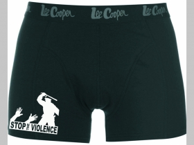 Stop Violence čierne trenírky BOXER s tlačeným logom, top kvalita 95%bavlna 5%elastan